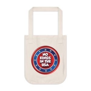 Organic Canvas Tote Bag - "No Kings in the USA" Red/Blue
